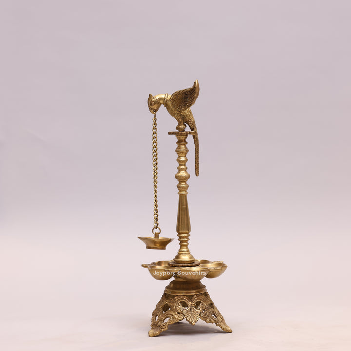 Handcrafted Brass Parrot Hanging Oil Lamp