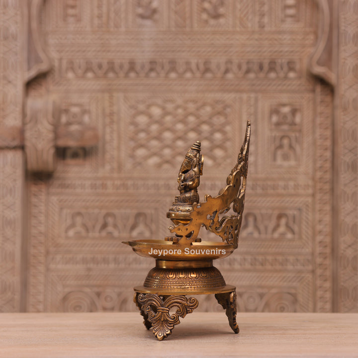 13" Handcrafted Brass Ganesha Urli Diya Lamp