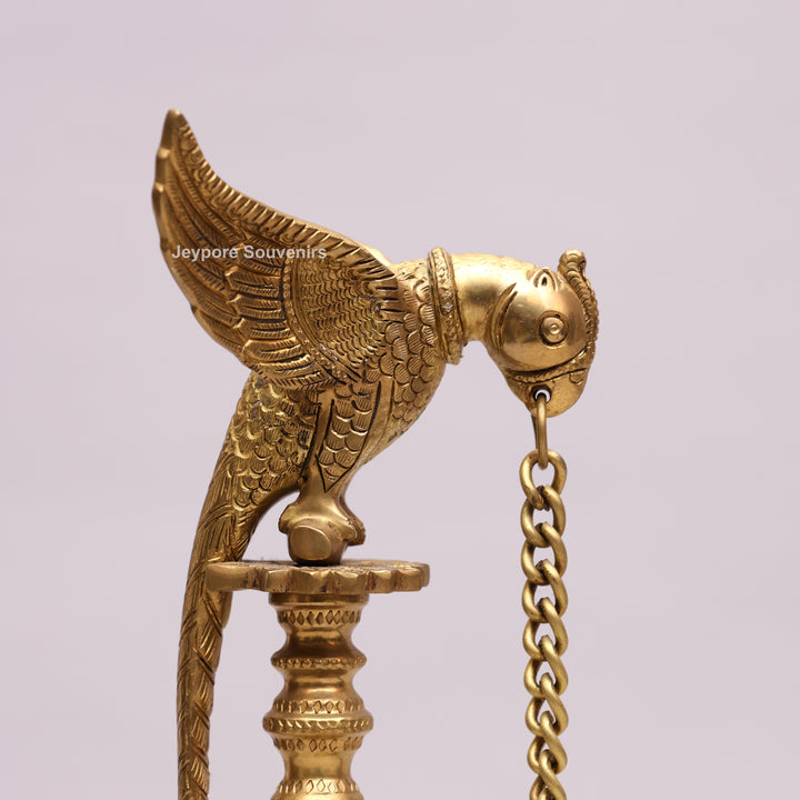 Handcrafted Brass Parrot Hanging Oil Lamp