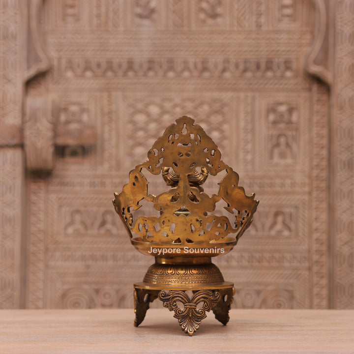 13" Handcrafted Brass Ganesha Urli Diya Lamp