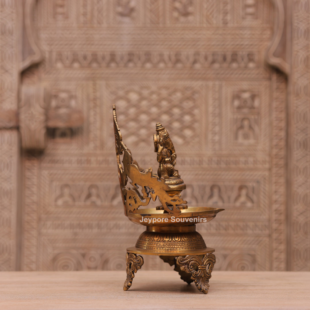 13" Handcrafted Brass Ganesha Urli Diya Lamp