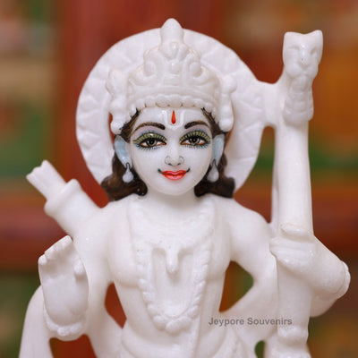 9" Pure White Marble Ram Darbar Idol Set | Ram, Sita, Lakshman And Hanuman Statues