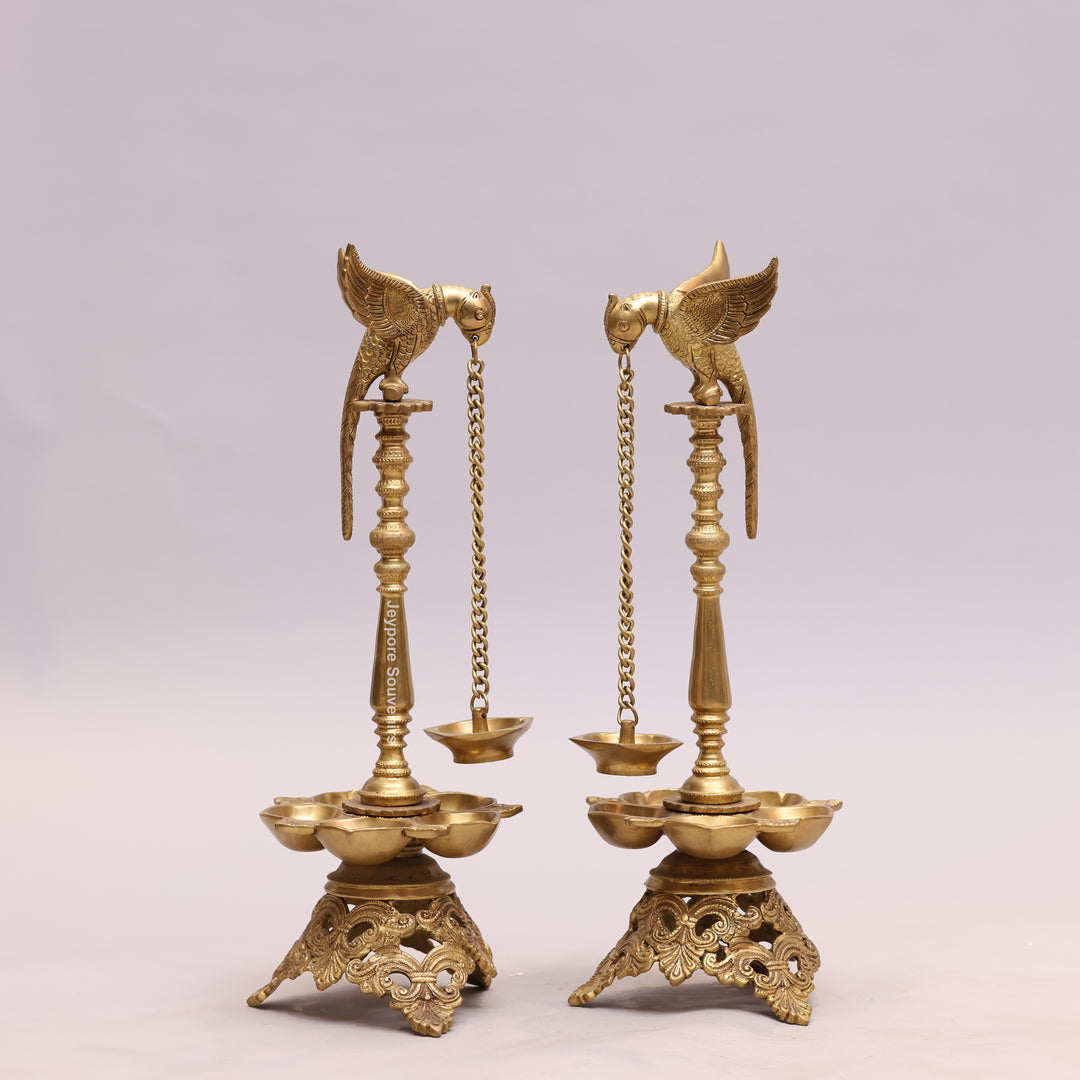 Handcrafted Brass Parrot Hanging Oil Lamp