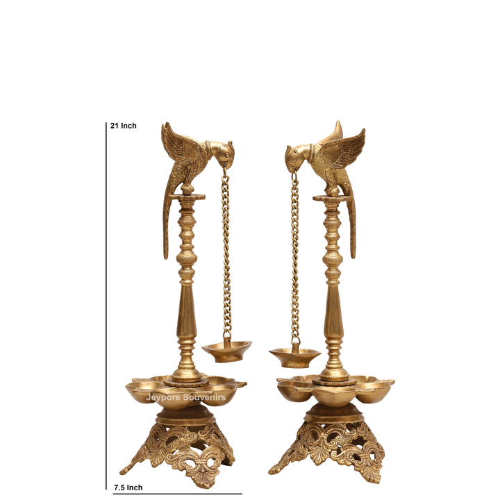 Handcrafted Brass Parrot Hanging Oil Lamp