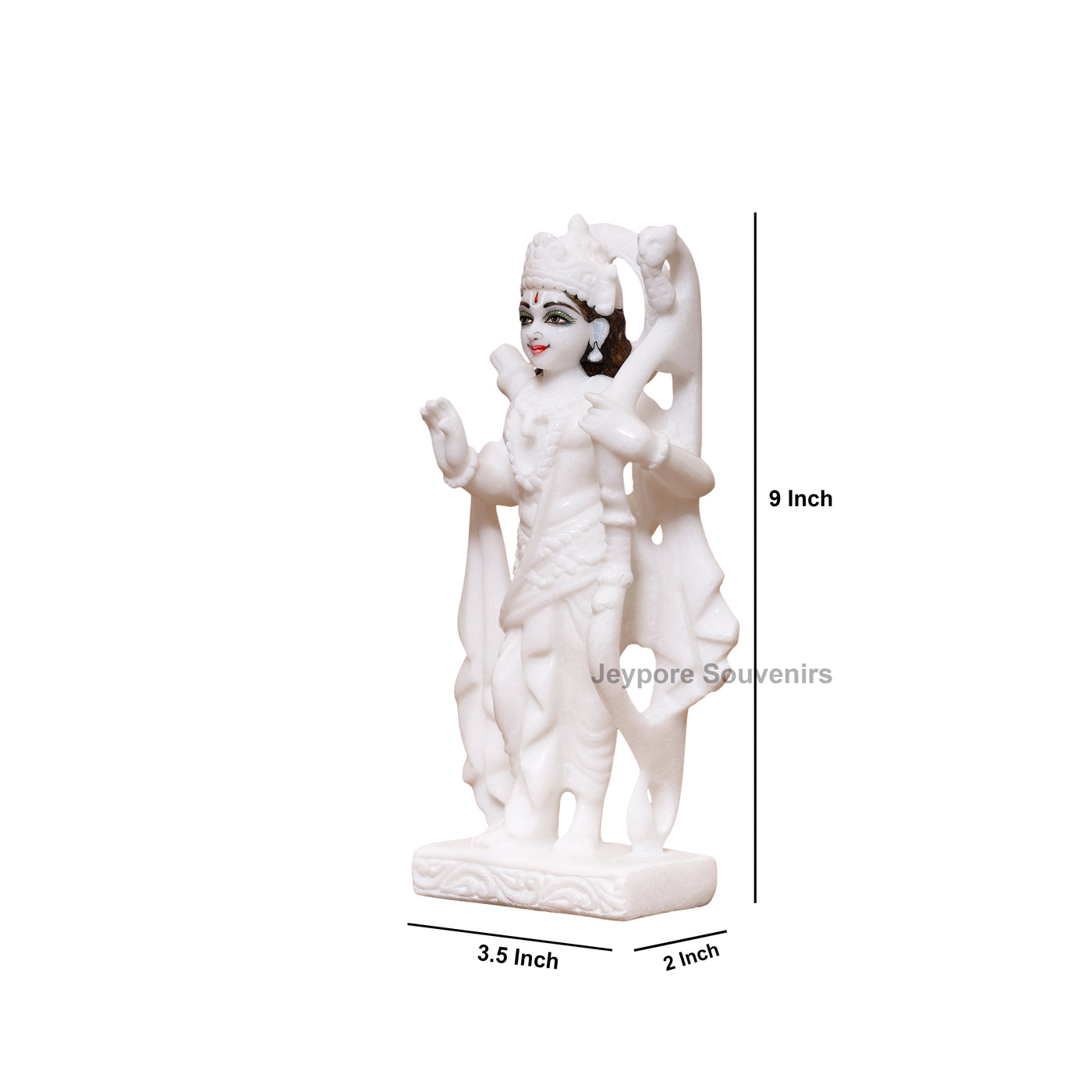 9" Pure White Marble Ram Darbar Idol Set | Ram, Sita, Lakshman And Hanuman Statues