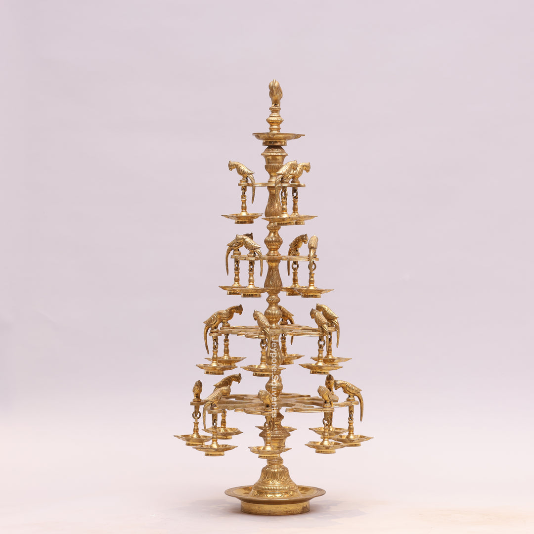 Handcrafted Brass Multilayer Designer Parrot Lamp (Ashtothira Deepam)