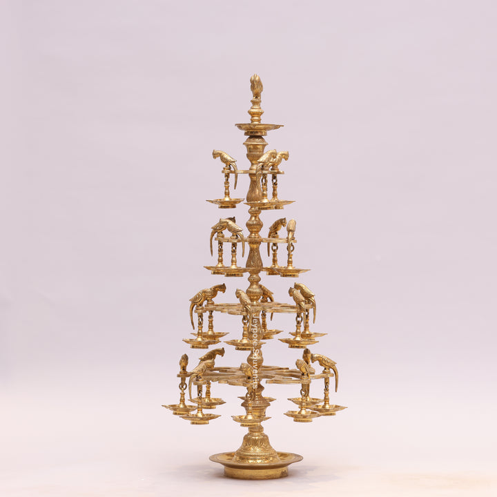 Handcrafted Brass Multilayer Designer Parrot Lamp (Ashtothira Deepam)