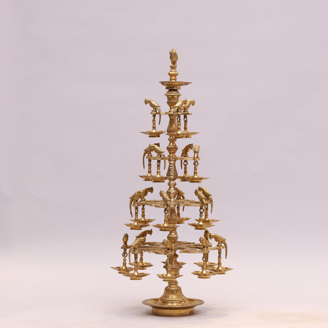 Handcrafted Brass Multilayer Designer Parrot Lamp (Ashtothira Deepam)