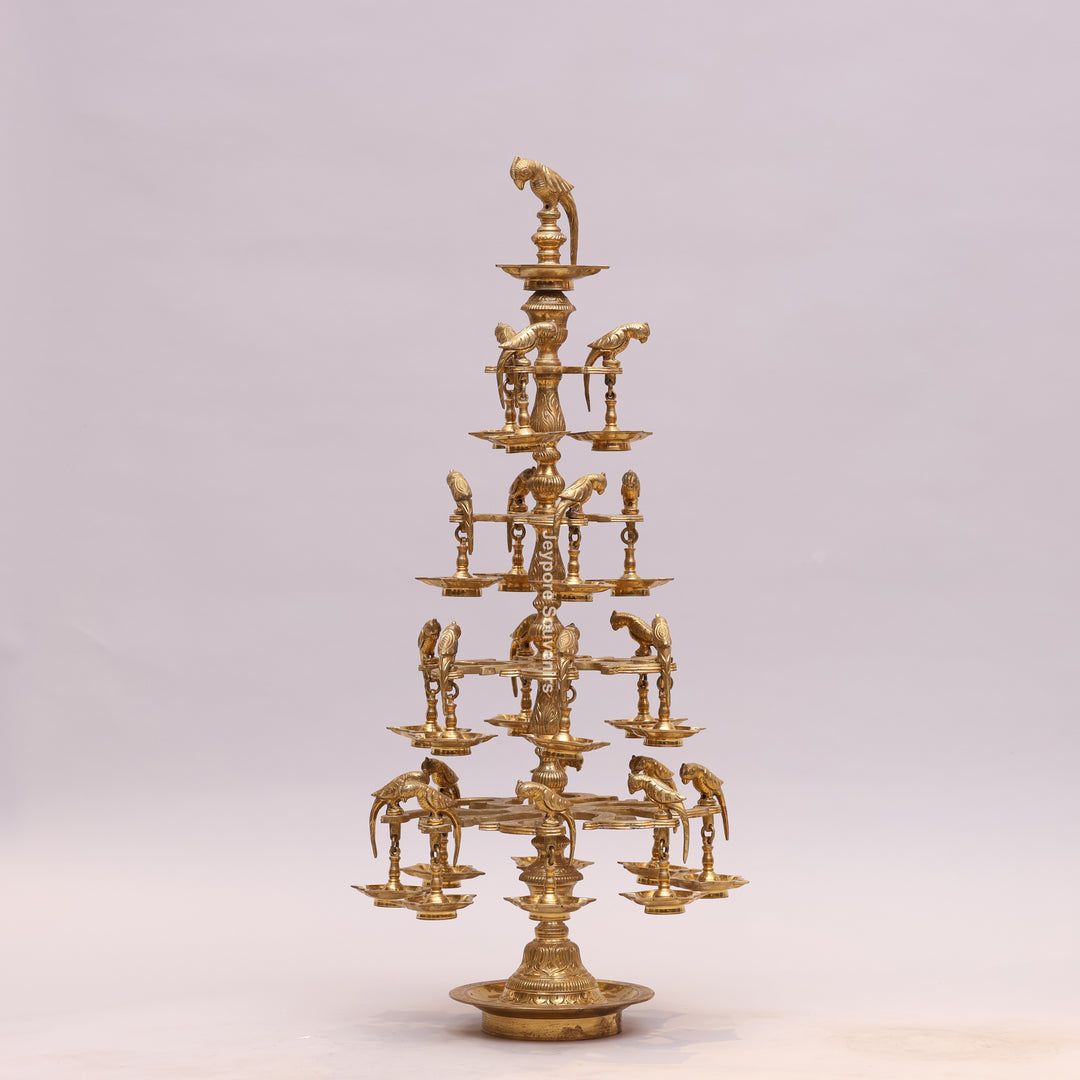 Handcrafted Brass Multilayer Designer Parrot Lamp (Ashtothira Deepam)