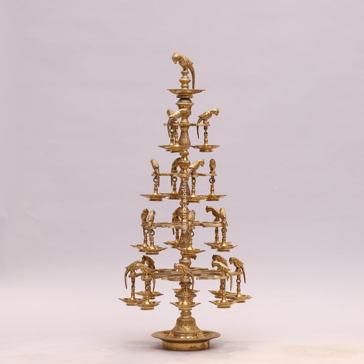 Handcrafted Brass Multilayer Designer Parrot Lamp (Ashtothira Deepam)