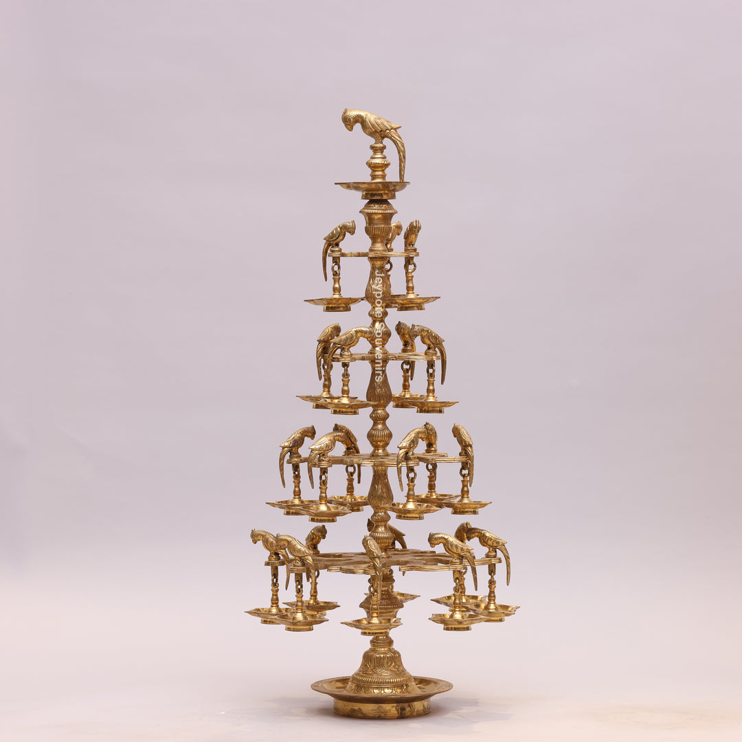 Handcrafted Brass Multilayer Designer Parrot Lamp (Ashtothira Deepam)