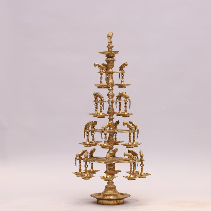 Handcrafted Brass Multilayer Designer Parrot Lamp (Ashtothira Deepam)