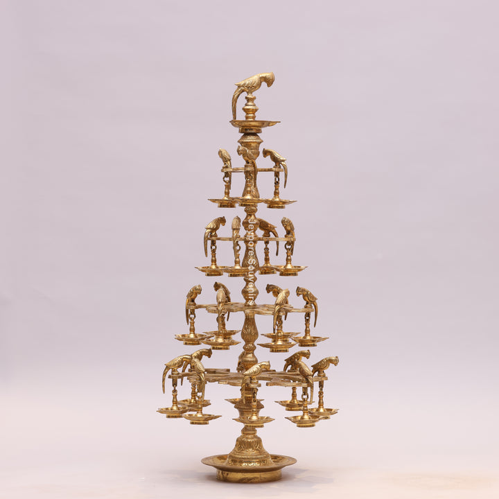 Handcrafted Brass Multilayer Designer Parrot Lamp (Ashtothira Deepam)