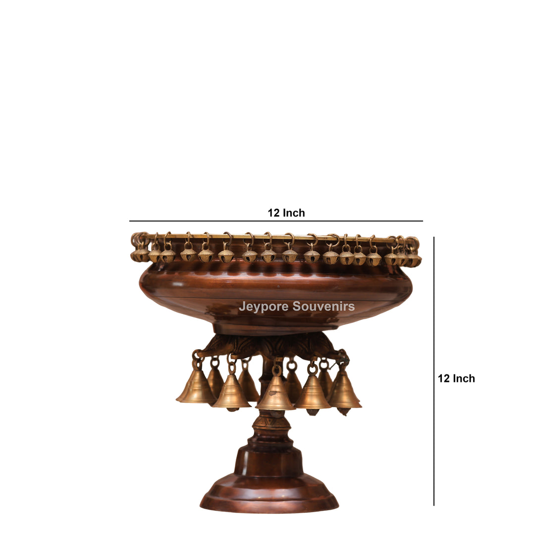 Handcrafted Brass Urli Bowl with Hanging Bells