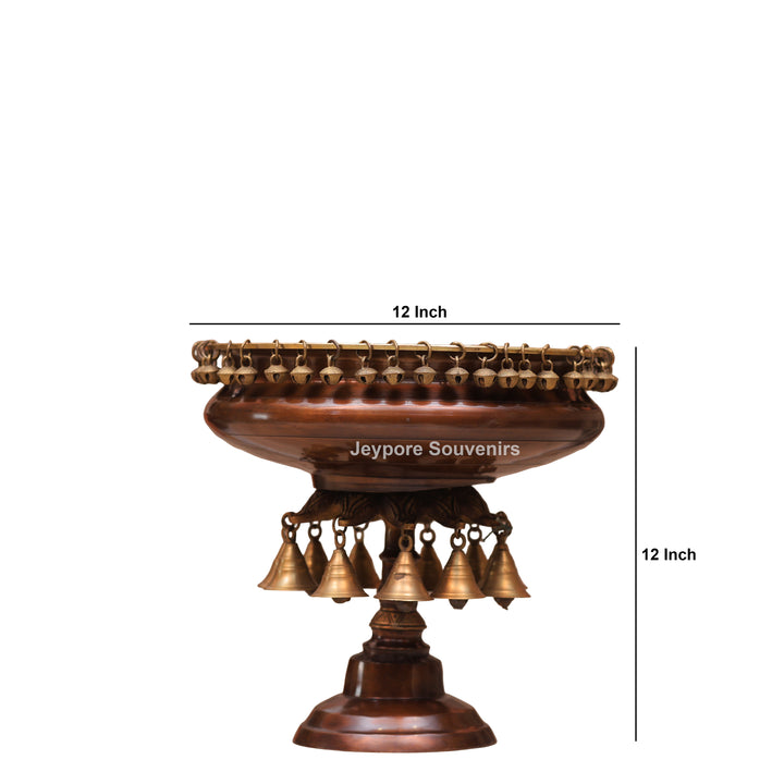 Handcrafted Brass Urli Bowl with Hanging Bells