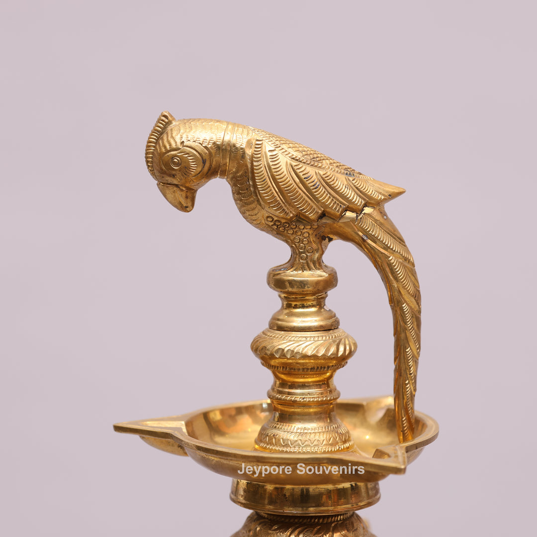 Handcrafted Brass Multilayer Designer Parrot Lamp (Ashtothira Deepam)