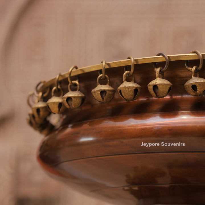 Handcrafted Brass Urli Bowl with Hanging Bells