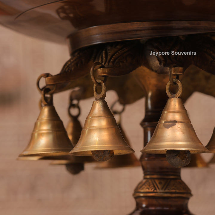 Handcrafted Brass Urli Bowl with Hanging Bells