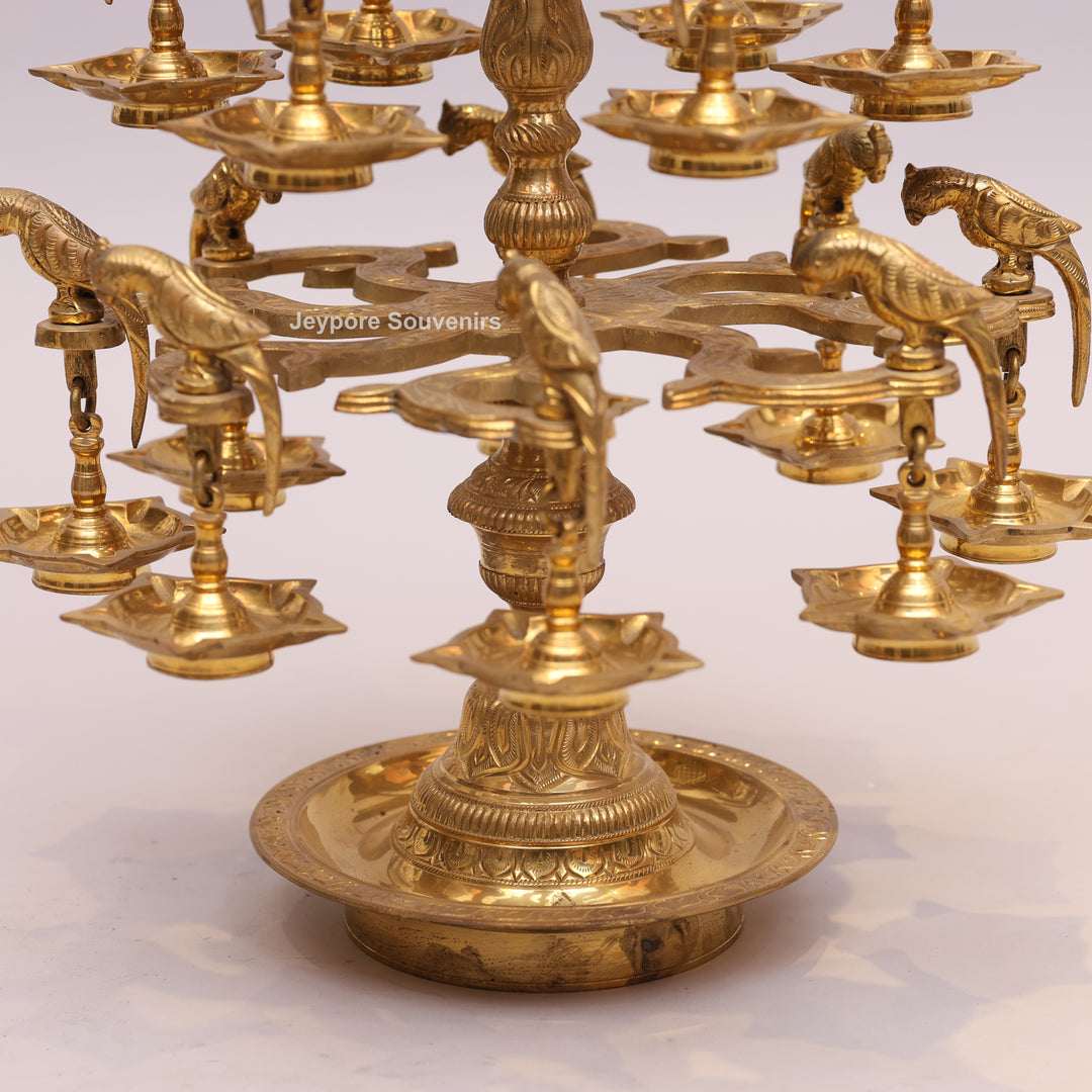 Handcrafted Brass Multilayer Designer Parrot Lamp (Ashtothira Deepam)