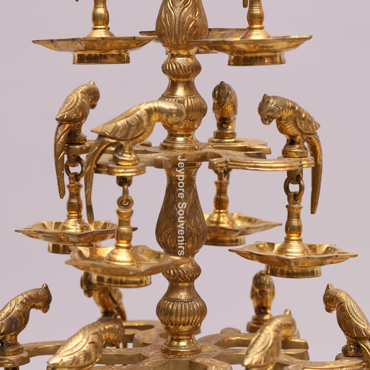 Handcrafted Brass Multilayer Designer Parrot Lamp (Ashtothira Deepam)