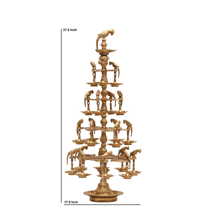 Handcrafted Brass Multilayer Designer Parrot Lamp (Ashtothira Deepam)