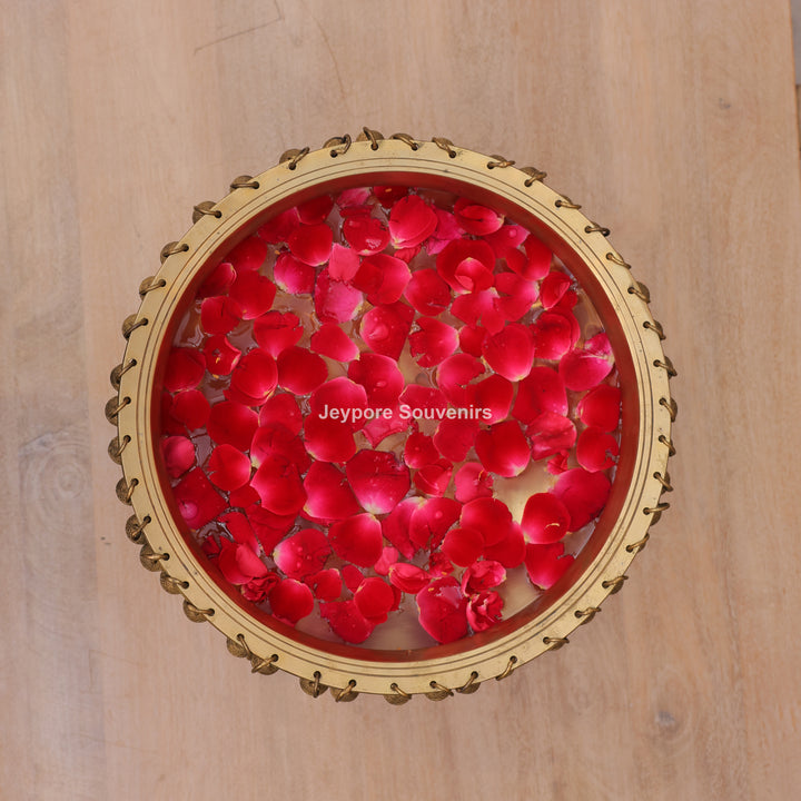 12" Handcrafted Brass Urli Pooja Lamp with Hanging Bells