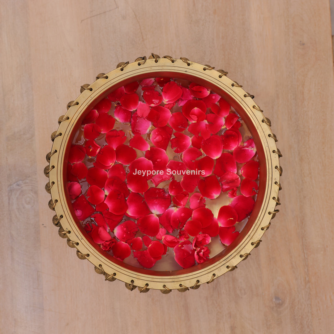 Handcrafted Brass Urli Bowl with Hanging Bells