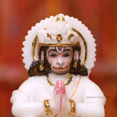 9" Pure White Marble Ram Darbar Idol Set with Real Gold Leaf Work
