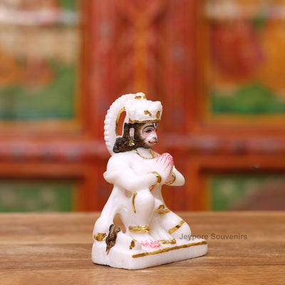 9" Pure White Marble Ram Darbar Idol Set with Real Gold Leaf Work