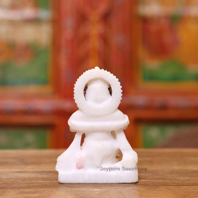 9" Pure White Marble Ram Darbar Idol Set with Real Gold Leaf Work