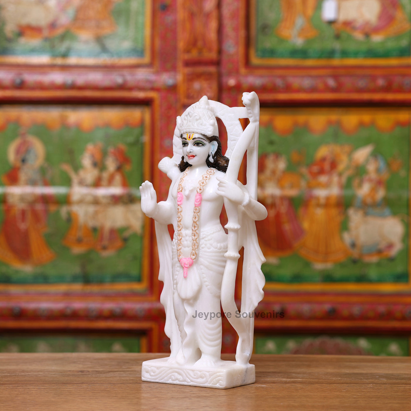 12" Pure White Marble Lord Rama, Lakshman, Sita And Hanuman Statue Pair