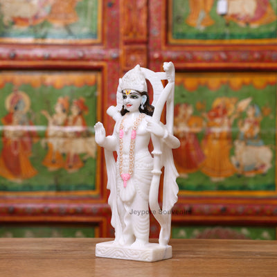 12" Pure White Marble Lord Rama, Lakshman, Sita And Hanuman Statue Pair