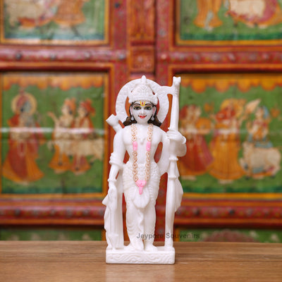 12" Pure White Marble Lord Rama, Lakshman, Sita And Hanuman Statue Pair