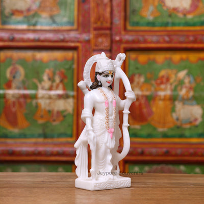 12" Pure White Marble Lord Rama, Lakshman, Sita And Hanuman Statue Pair