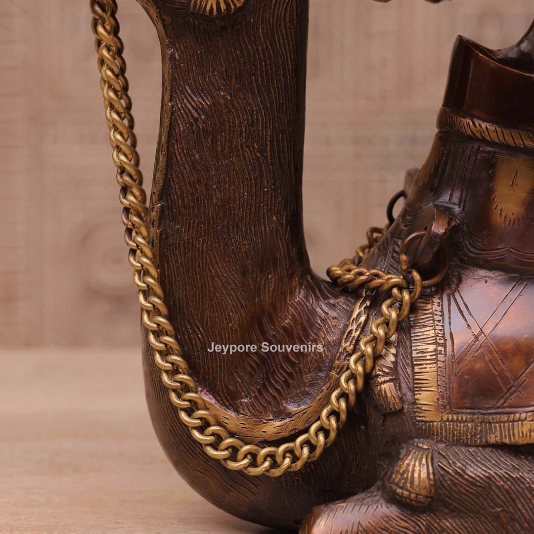 Handcrafted Brass Camel Urli Bowl with Hanging Bells