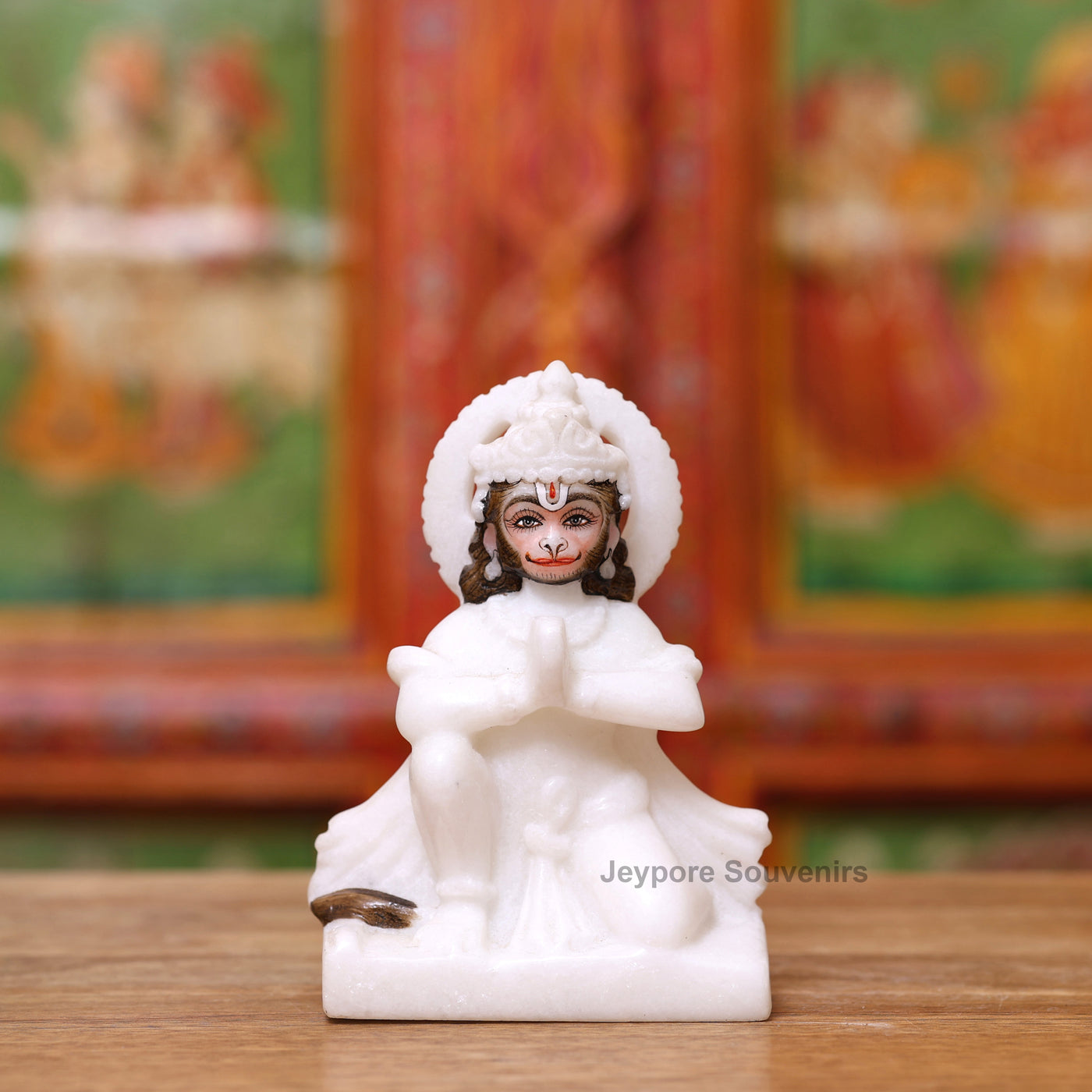 12" Pure White Marble Lord Rama, Lakshman, Sita And Hanuman Statue Pair