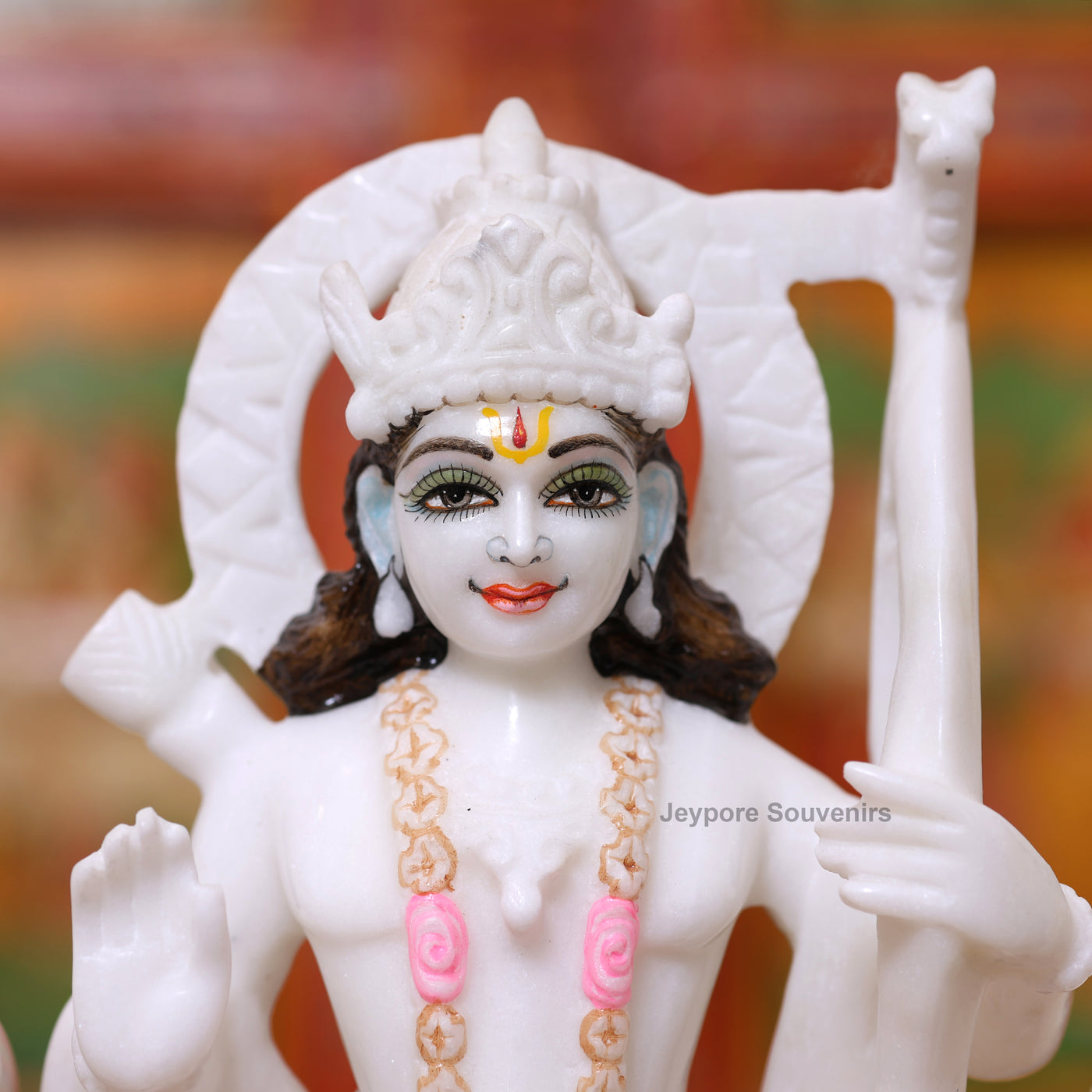 12" Pure White Marble Lord Rama, Lakshman, Sita And Hanuman Statue Pair