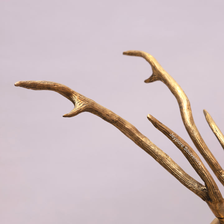 Large Handcrafted Solid Brass Standing Deer Statue