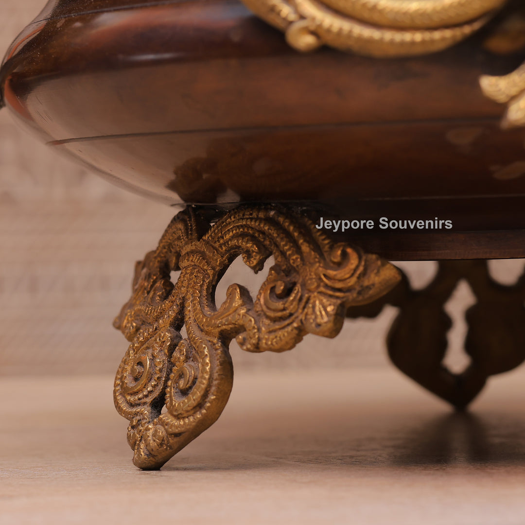 Handcrafted Brass Urli Bowl with Lakshmi, Ganesha &amp; Saraswati Idols