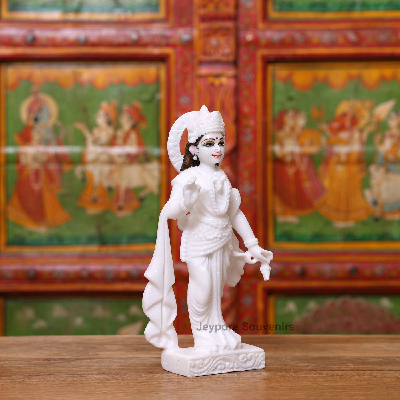 12" Pure White Marble Handcrafted Ram, Sita, Lakshman & Hanuman Idols Pair