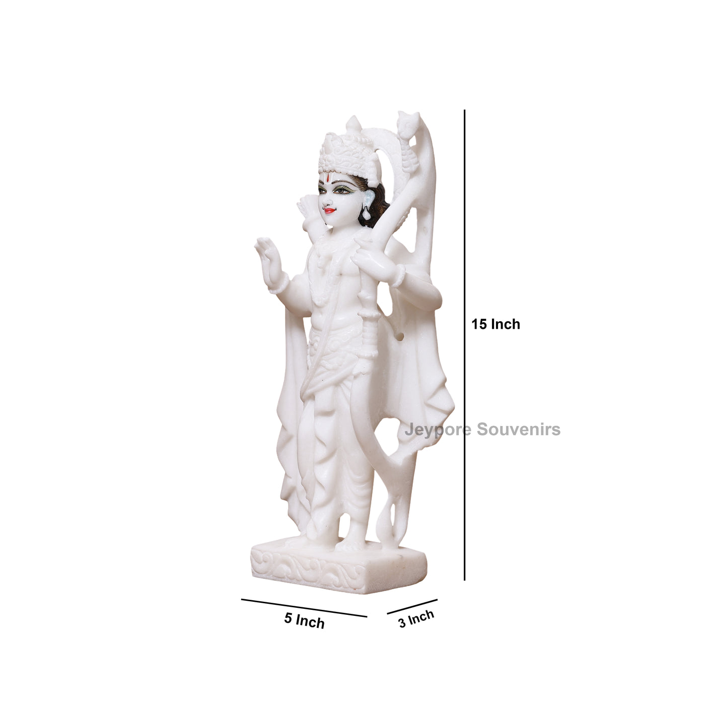 15" White Marble Ram Darbar Statue Set | Ram, Sita, Lakshman, Hanuman Idols