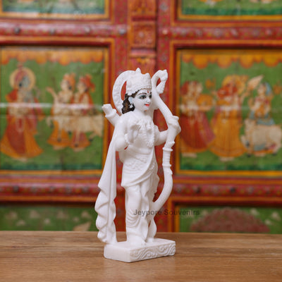 12" Pure White Marble Handcrafted Ram, Sita, Lakshman & Hanuman Idols Pair