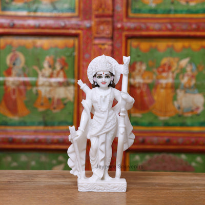 12" Pure White Marble Handcrafted Ram, Sita, Lakshman & Hanuman Idols Pair