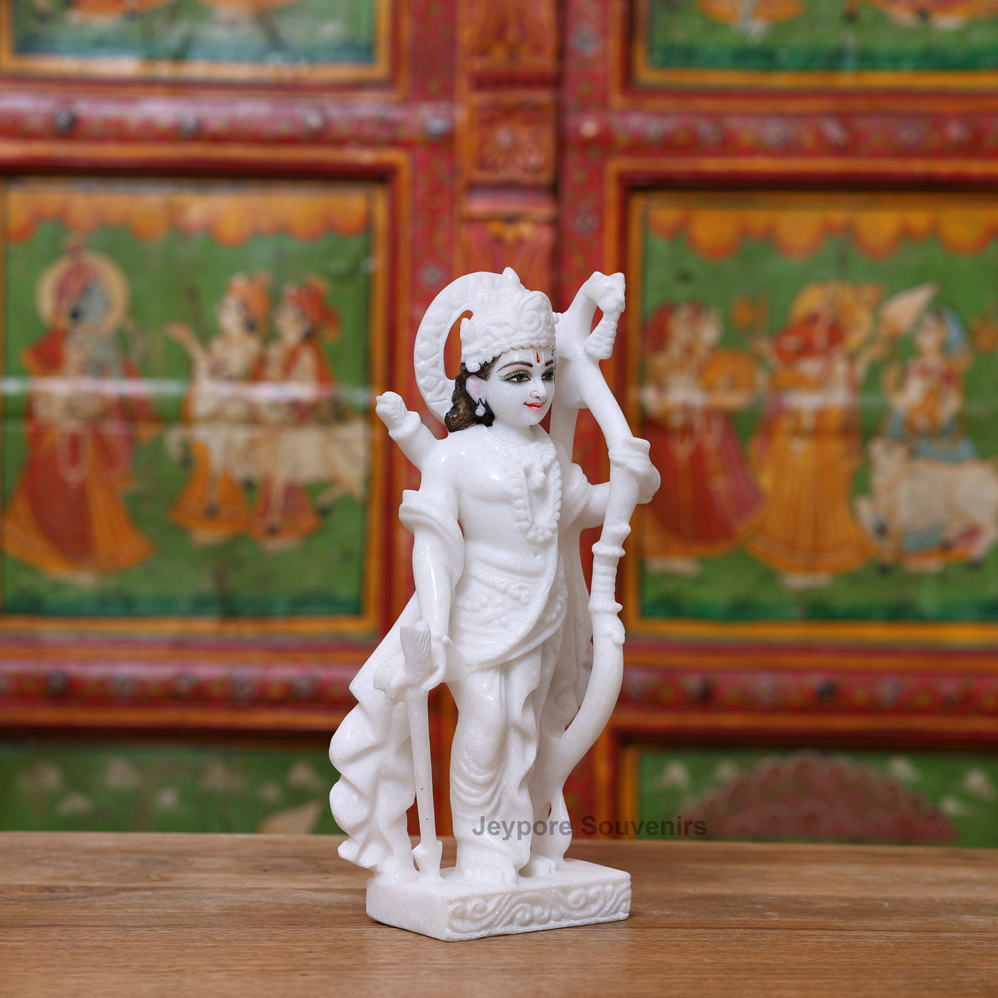 12" Pure White Marble Handcrafted Ram, Sita, Lakshman & Hanuman Idols Pair