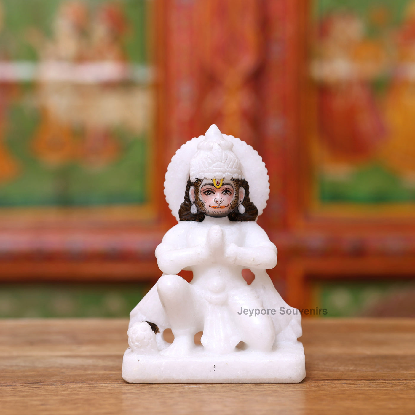 12" Pure White Marble Handcrafted Ram, Sita, Lakshman & Hanuman Idols Pair