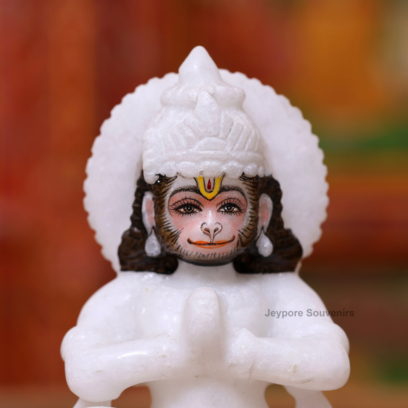 12" Pure White Marble Handcrafted Ram, Sita, Lakshman & Hanuman Idols Pair