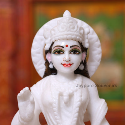 12" Pure White Marble Handcrafted Ram, Sita, Lakshman & Hanuman Idols Pair