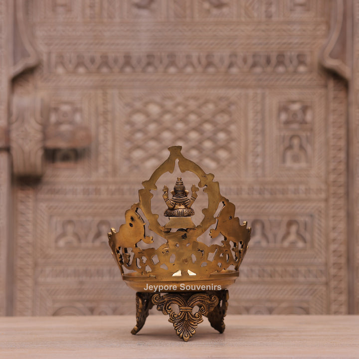 Handcrafted Brass Ganesha Peacock Urli Oil Lamp