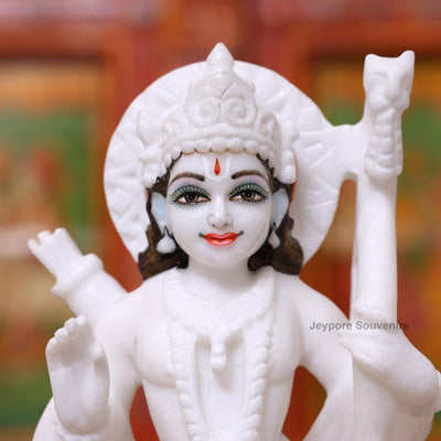 12" Pure White Marble Handcrafted Ram, Sita, Lakshman & Hanuman Idols Pair