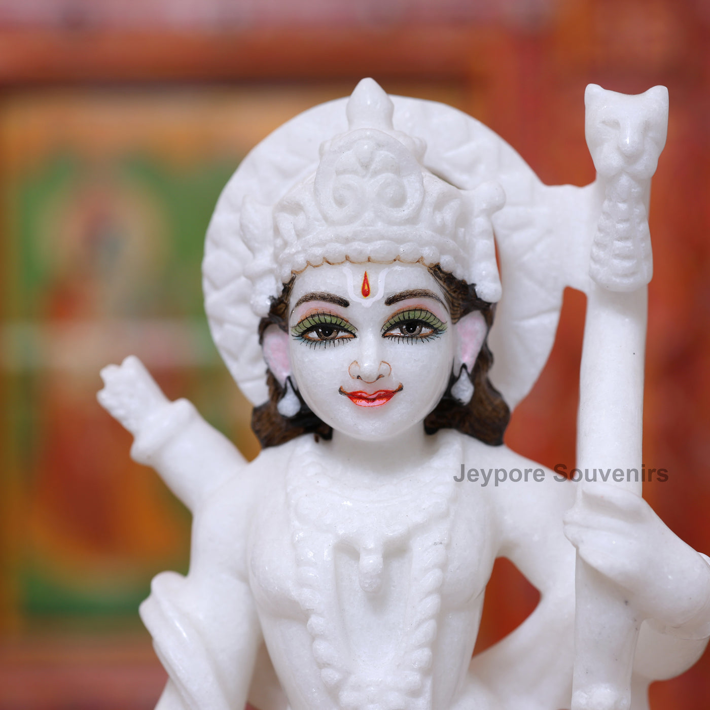 12" Pure White Marble Handcrafted Ram, Sita, Lakshman & Hanuman Idols Pair